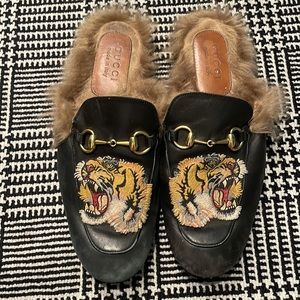 Gucci fur slippers